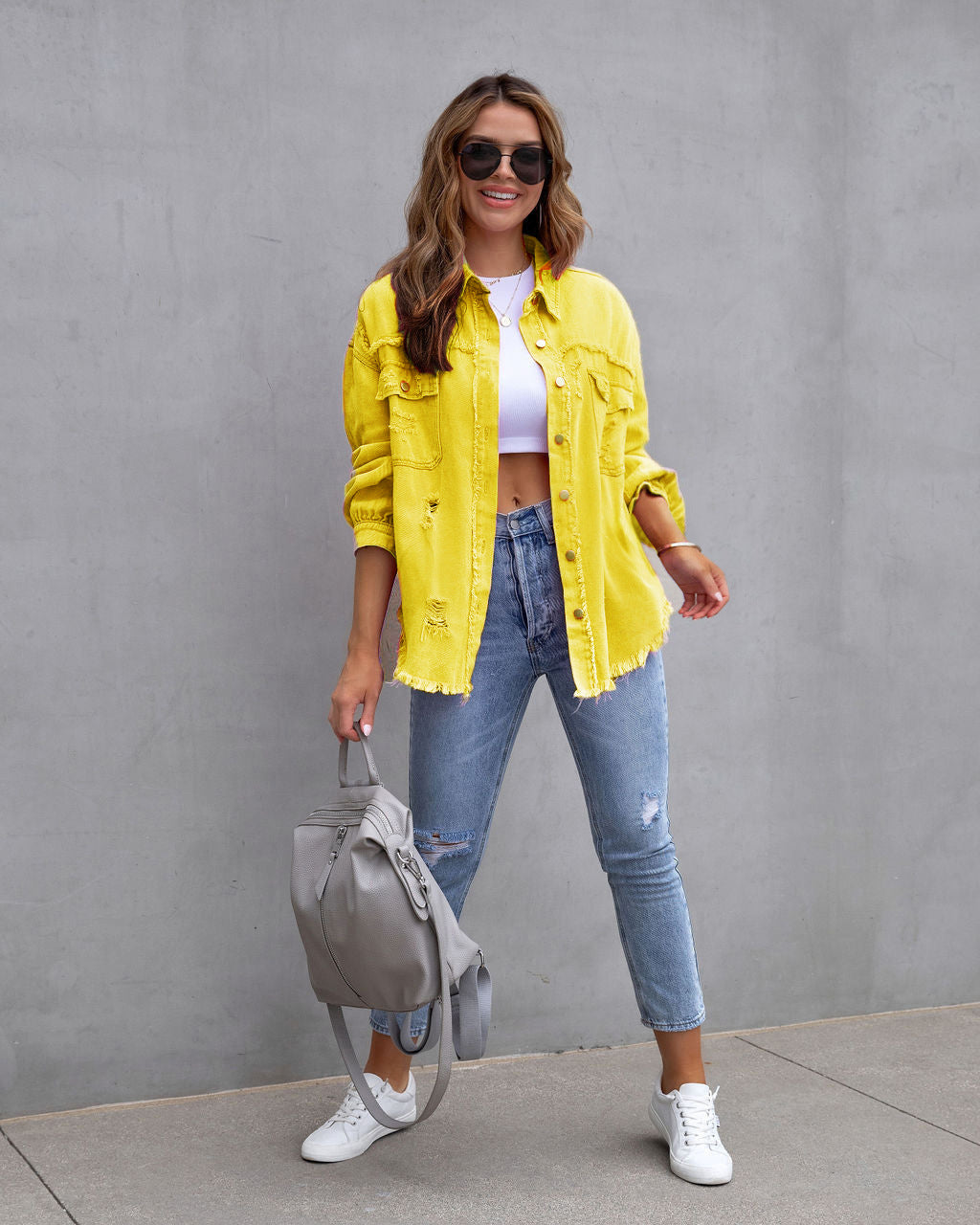 Fashion Ripped Shirt Jacket || Fashion Ripped Shirt Jacket Female Autumn And Spring Casual Tops Womens Clothing