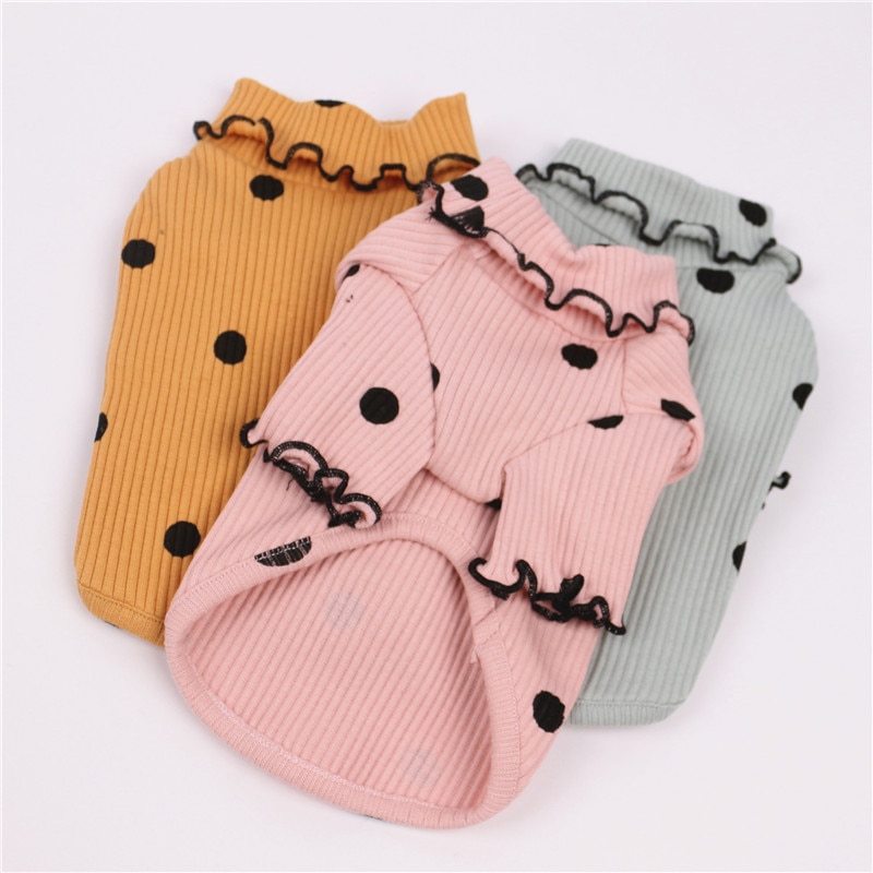 Dot Turtleneck Dog Bottoming Shirt Make your furry companion stand out in vibrant polka dots