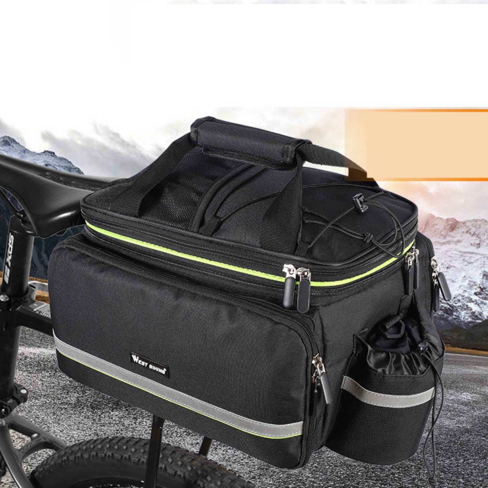 20L Waterproof Cycling Rack Travel Bag – Durable Polyester Bicycle Pannier Camel Bag for Commuting, Touring & Outdoor Adventures