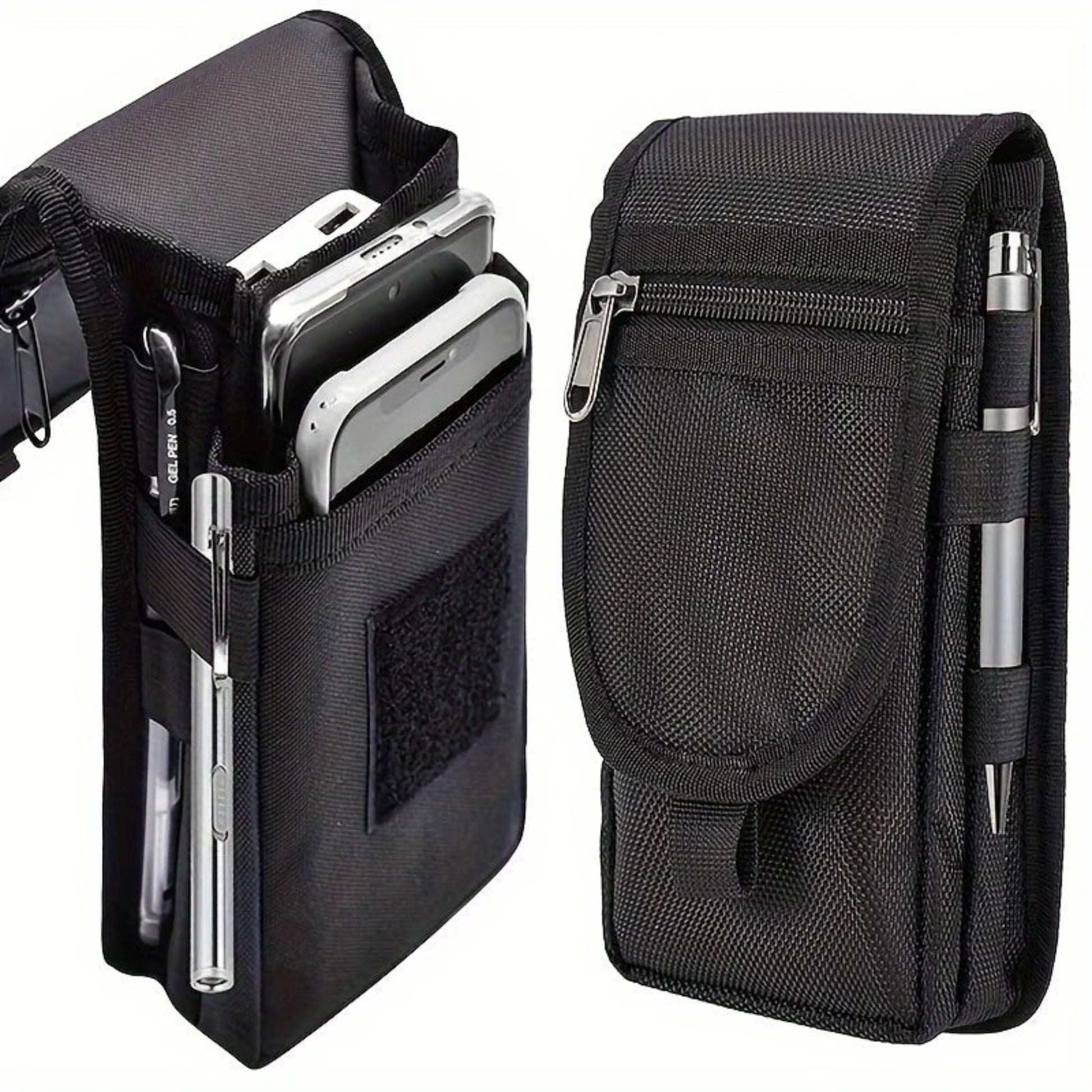 6.3 Inch Flip Top Mobile Phone Waist Bag – Casual Canvas Pouch with Pen Slot, Mobile Phone Waist Hanging Bag