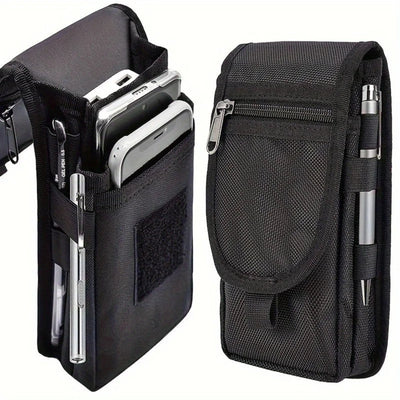 6.3 Inch Flip Top Mobile Phone Waist Bag – Casual Canvas Pouch with Pen Slot, Mobile Phone Waist Hanging Bag