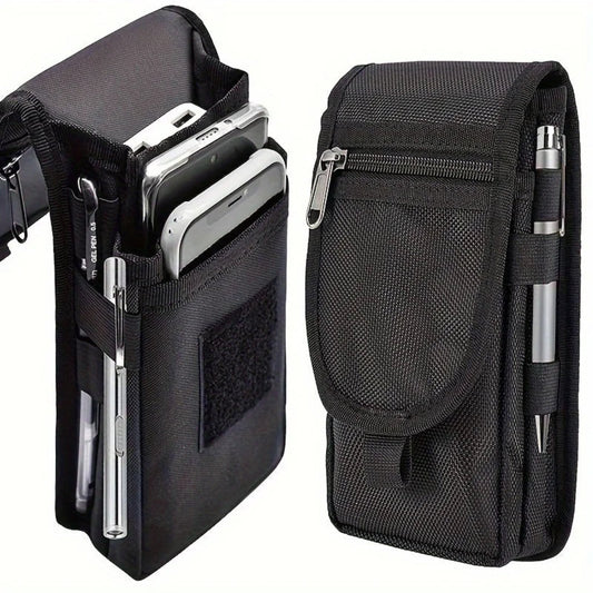 6.3 Inch Flip Top Mobile Phone Waist Bag – Casual Canvas Pouch with Pen Slot, Mobile Phone Waist Hanging Bag