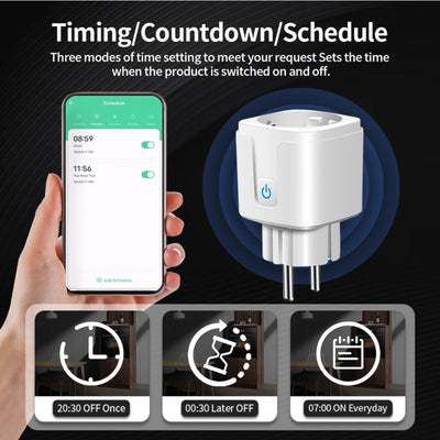 TNCE Tuya Smart Socket WiFi/Zigbee3.0 EU Plug 16A/20A – Power Monitor, Timer, Voice Control, Works with Alexa & Smart Life App hover