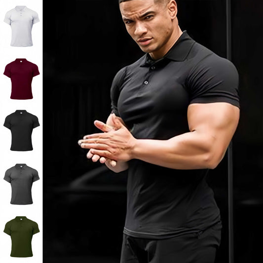 CoolFit Polo Shirt || Sports Polo Shirt Summer Short-sleeved Tops Men's Short-Sleeved Polo Shirt Solid Color Men's T-Shirt Summer Casual Comfortable Men's Clothing