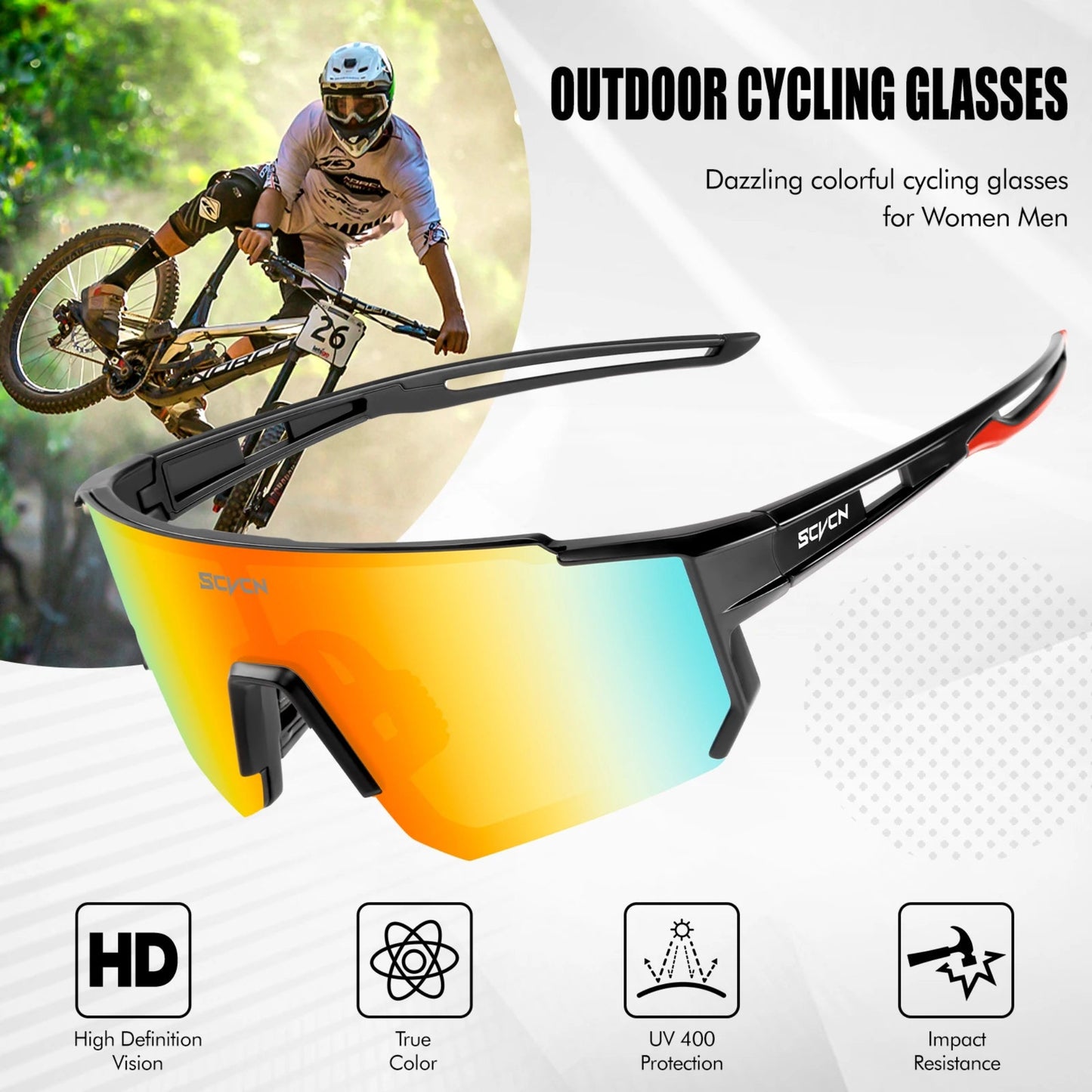 Cycling Pro UV400 Eyewear - ProRide UV400 Cycling Eyewear ||SCVCN Cycling Glasses Cycling Sunglasses Eyepieces Bicycle Eyewear UV400 Sports MTB Outdoor Bike Goggles Sunglasses Equipment