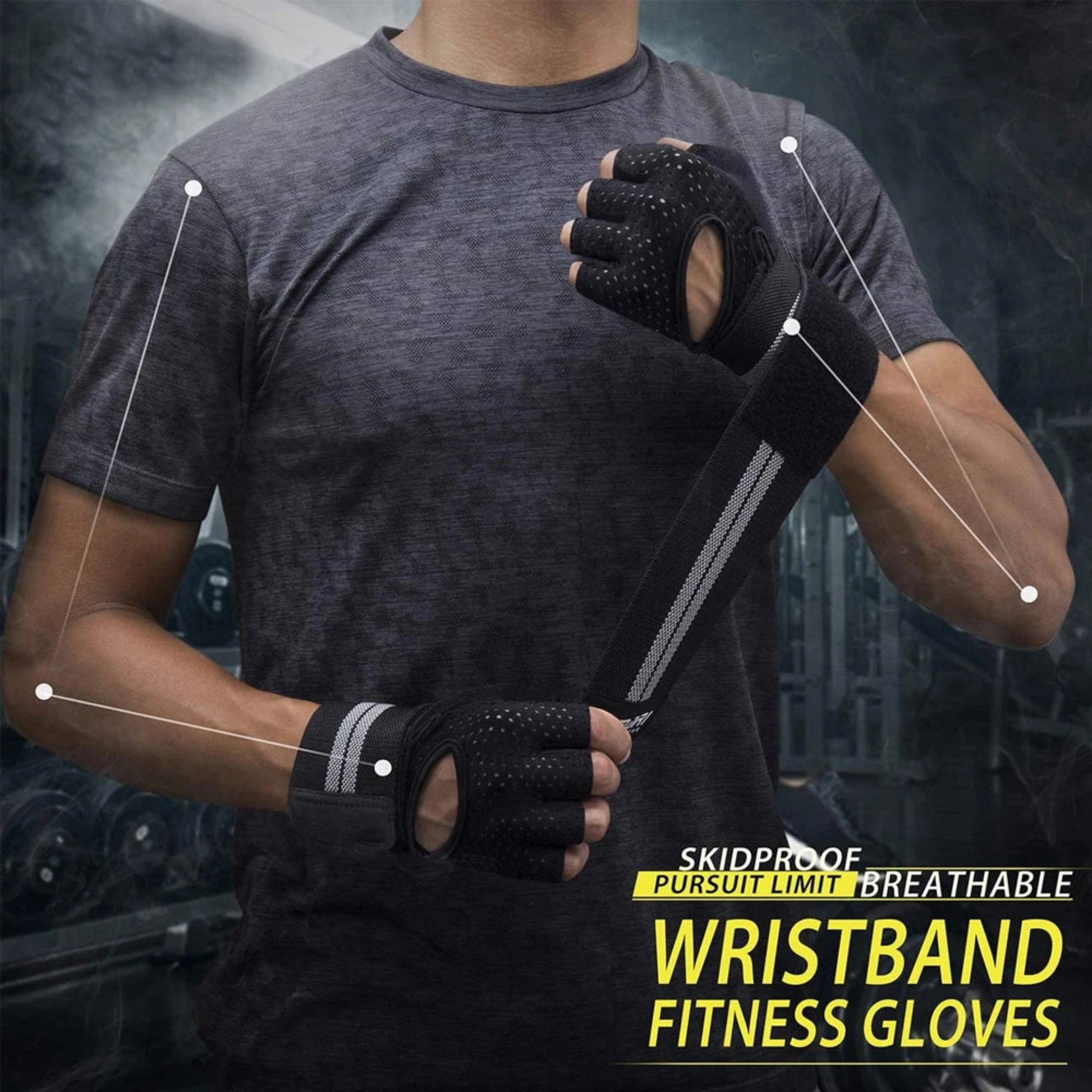 Ergonomic Gym Training Gloves | 1 Pair Dumbbell Gloves Men Women Weightlifting Crossfit Bodybuilding Workout Sport Gym Training Gloves Non-slip Wrist Protector
