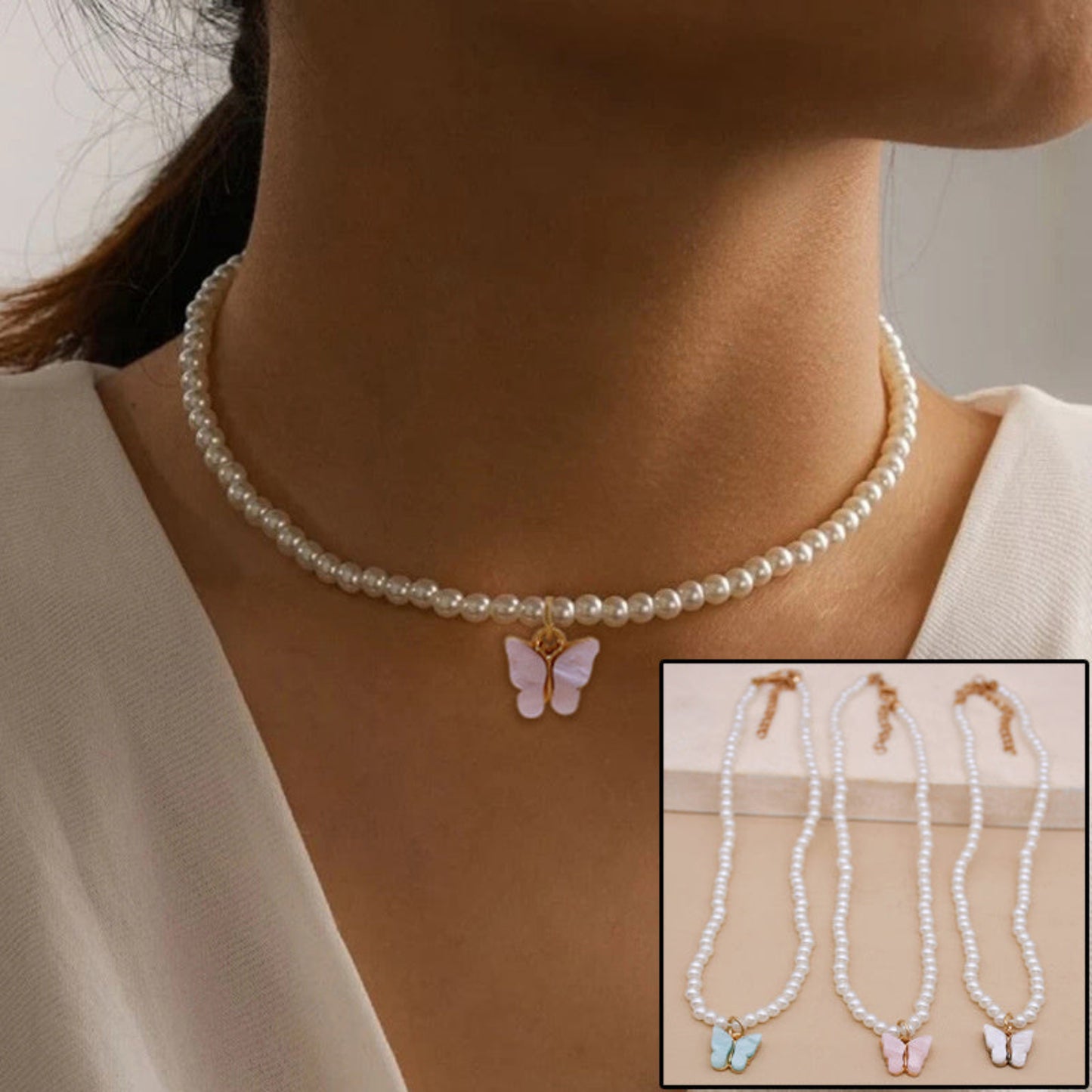 Ethereal Pearl Butterfly Choker – Timeless Charm 1