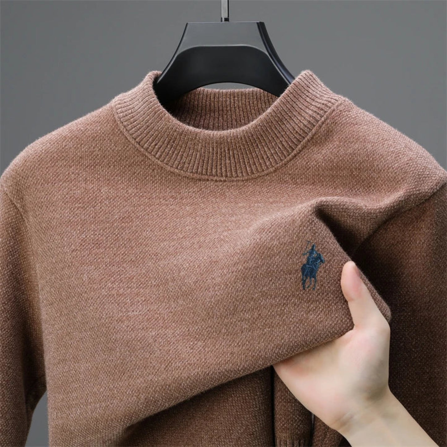 Luxe Embroidered Knitwear - Luxury brand sweater men's fashion Paul high-end embroidery casual round neck winter new plush thick warm knit pullover sweater