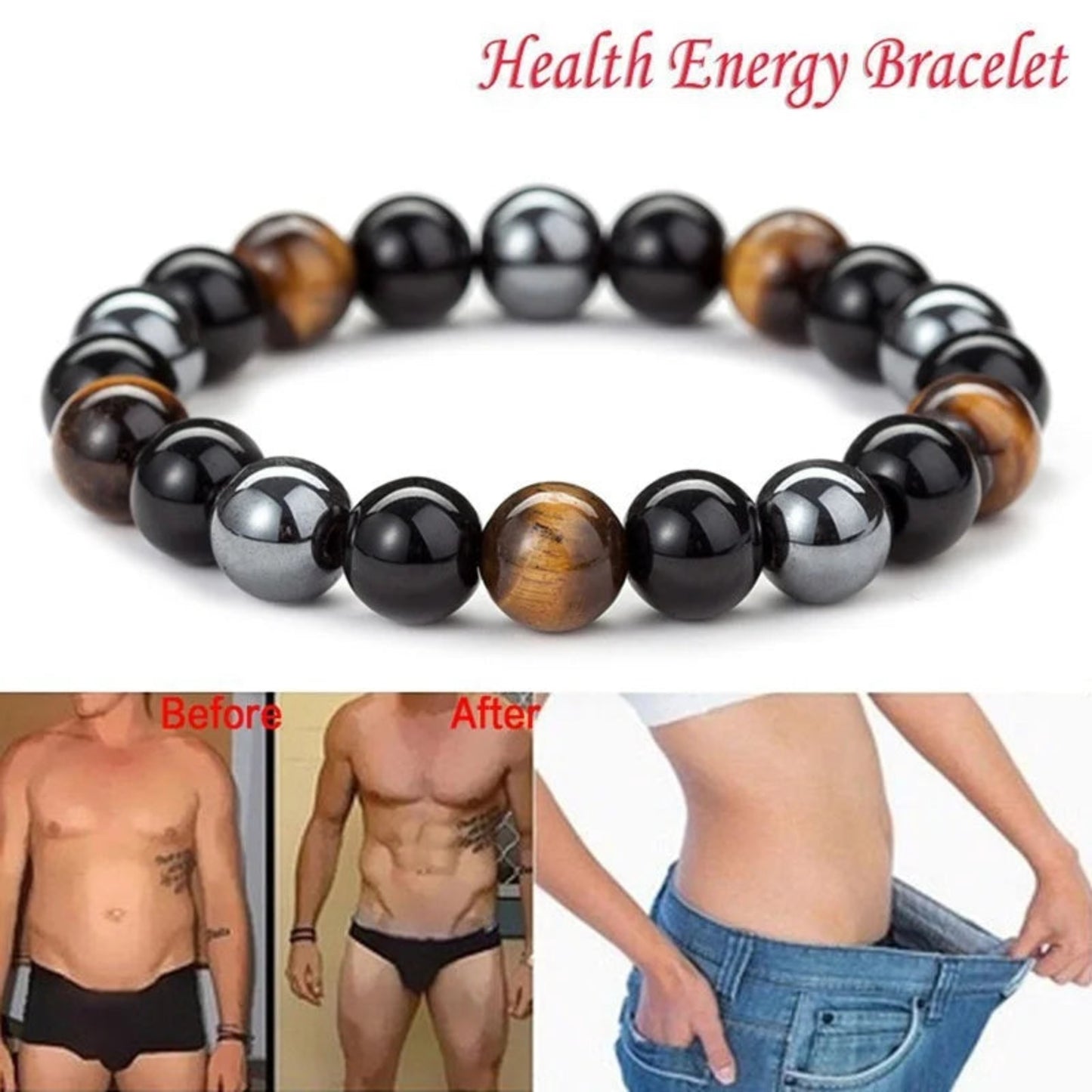 Magnetic Black Obsidian Hematite Tiger Eye Bracelet for Energy & Protection