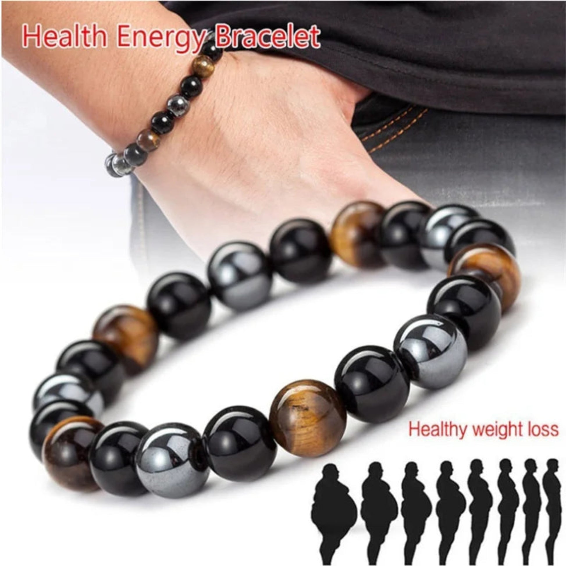 Magnetic Black Obsidian Hematite Tiger Eye Bracelet for Energy & Protection