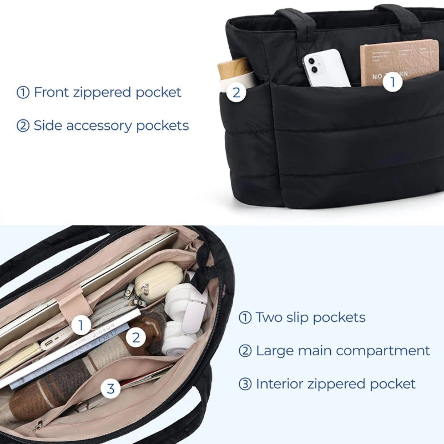 Quilted Cotton Tote Bag for Women – Padded, Large & Stylish Daily Purse