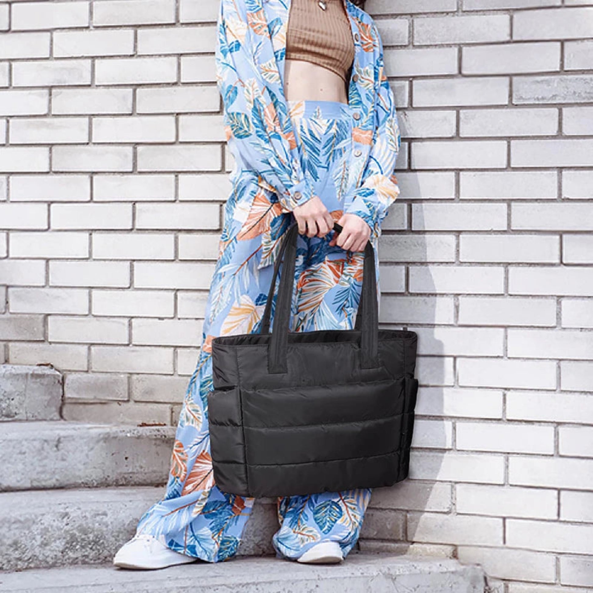 Quilted Cotton Tote Bag for Women – Padded, Large & Stylish Daily Purse