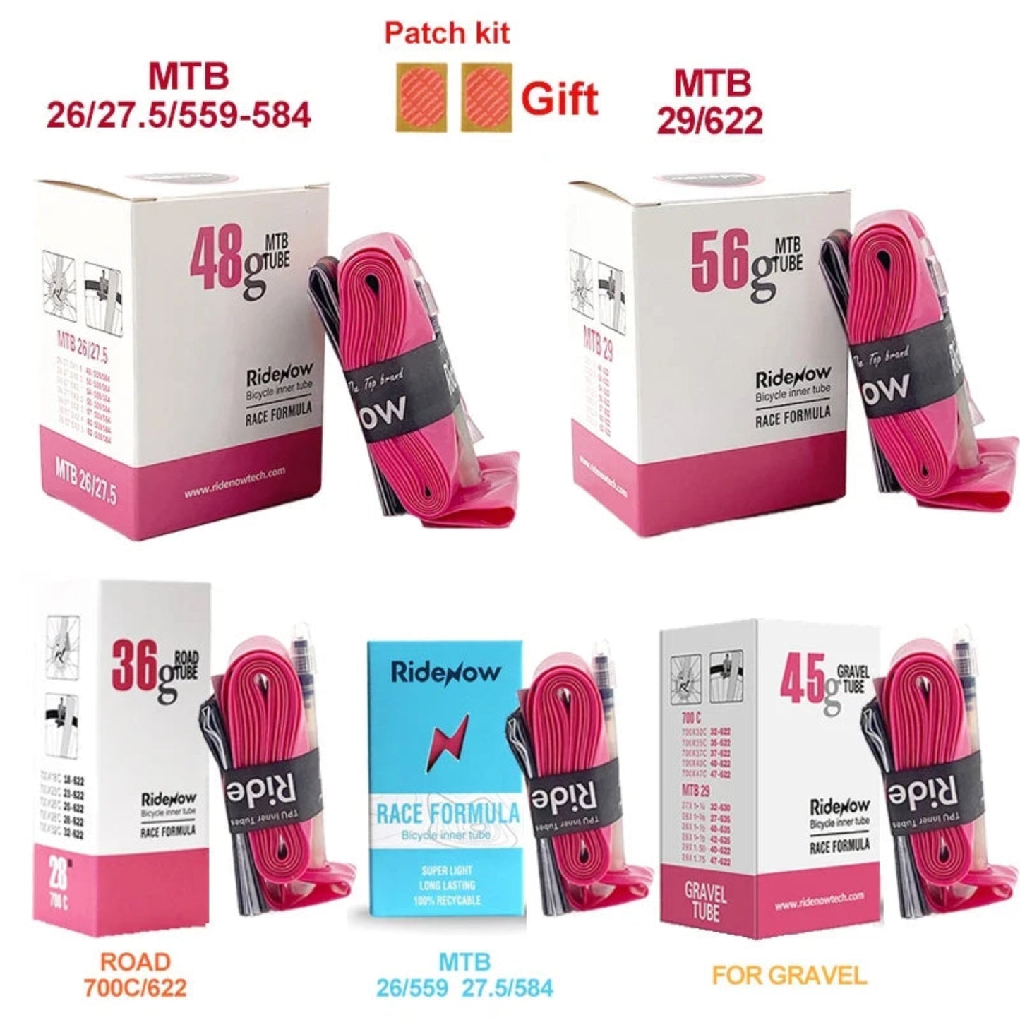 Ridenow ultralight tpu bike inner tube – 700c/26/27.5/29 inch, road mtb bicycle tpu 700c x 18 25 28 32 french valve length 45mm