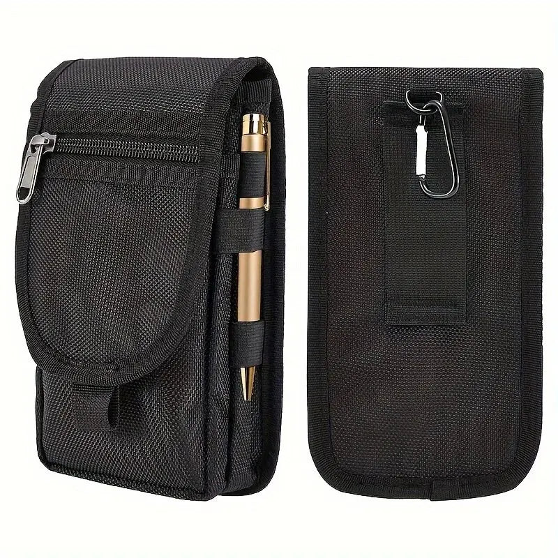 6.3 Inch Flip Top Mobile Phone Waist Bag – Casual Canvas Pouch with Pen Slot, Mobile Phone Waist Hanging Bag