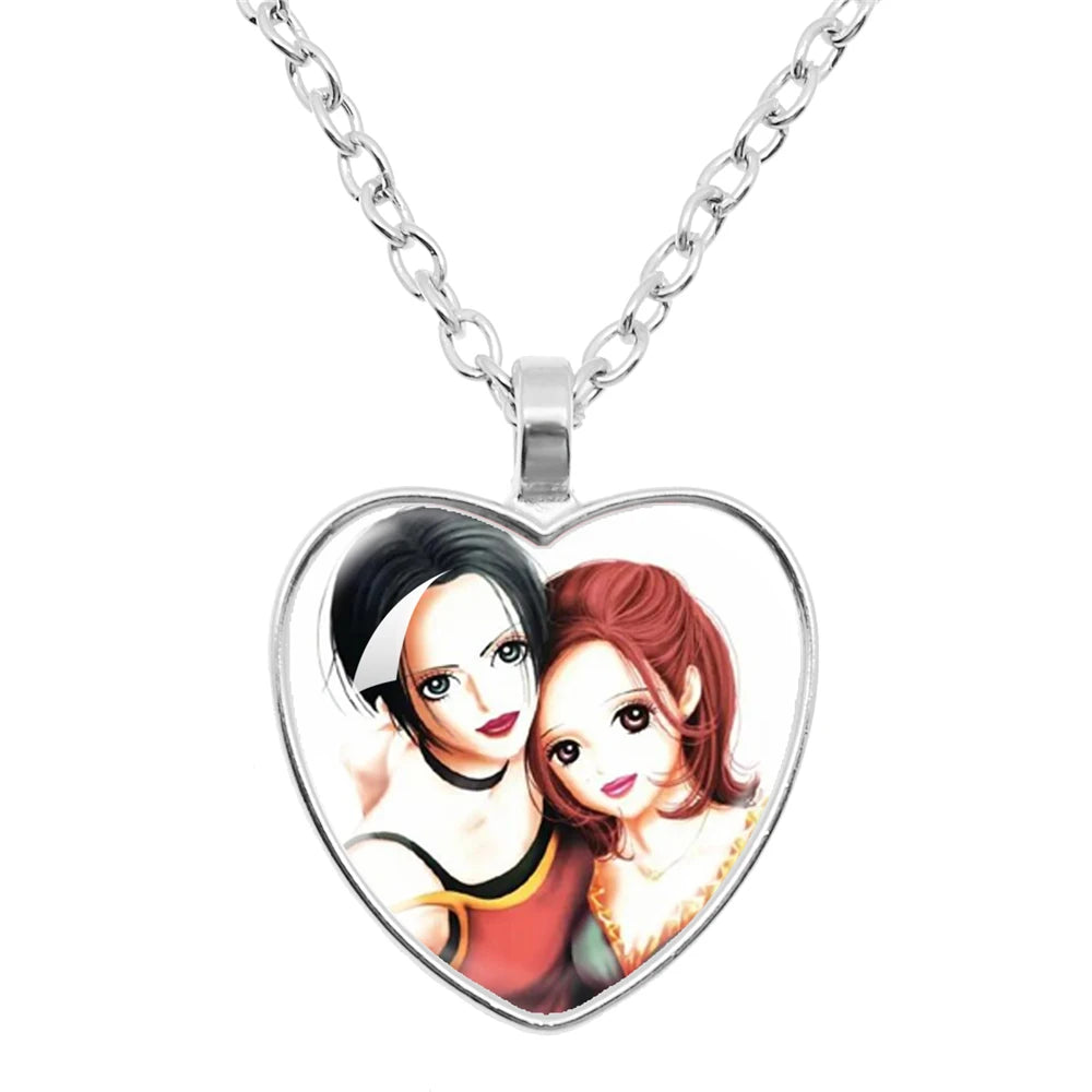 Cute Fashion Yazawa Osaki Nana Anime Glass Heart Necklace Handmade Creative Women's Birthday Gift Jewelry