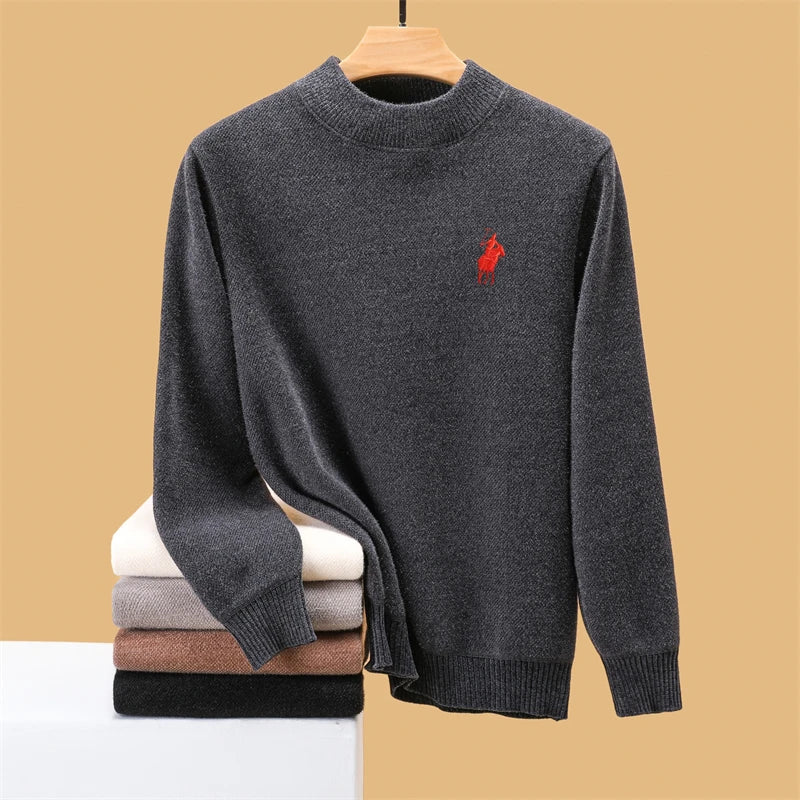 Luxe Embroidered Knitwear - Luxury brand sweater men's fashion Paul high-end embroidery casual round neck winter new plush thick warm knit pullover sweater
