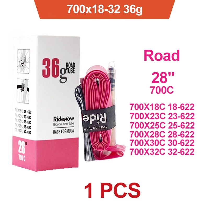 Ridenow ultralight tpu bike inner tube – 700c/26/27.5/29 inch, road mtb bicycle tpu 700c x 18 25 28 32 french valve length 45mm