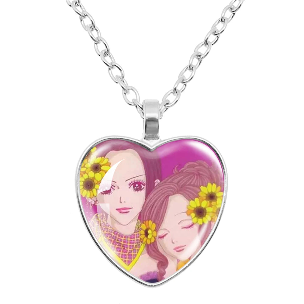 Cute Fashion Yazawa Osaki Nana Anime Glass Heart Necklace Handmade Creative Women's Birthday Gift Jewelry