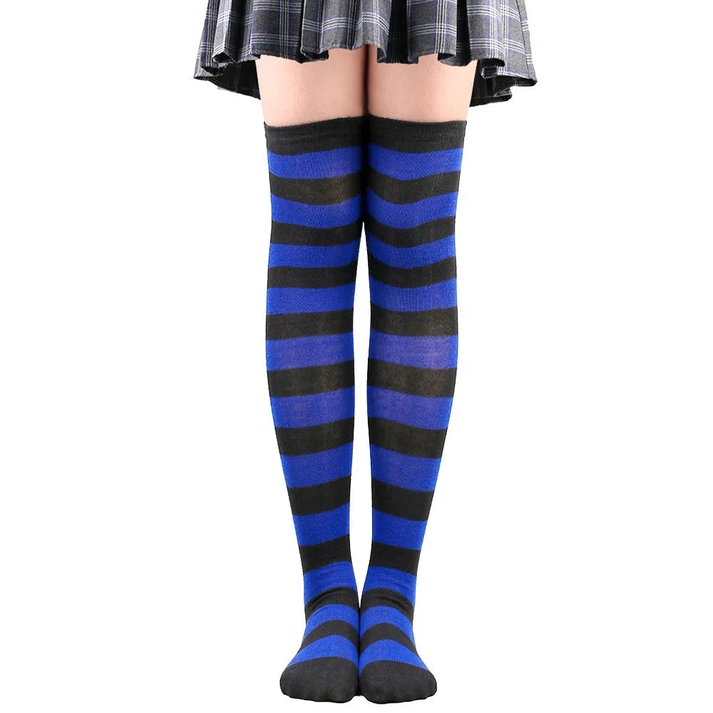 Cozy Japanese-Inspired Stockings,Elegant Striped Hosiery for Women - Warm & Stylish Over Knee Stockings