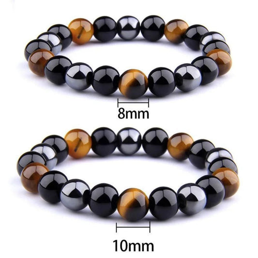 Magnetic Black Obsidian Hematite Tiger Eye Bracelet for Energy & Protection