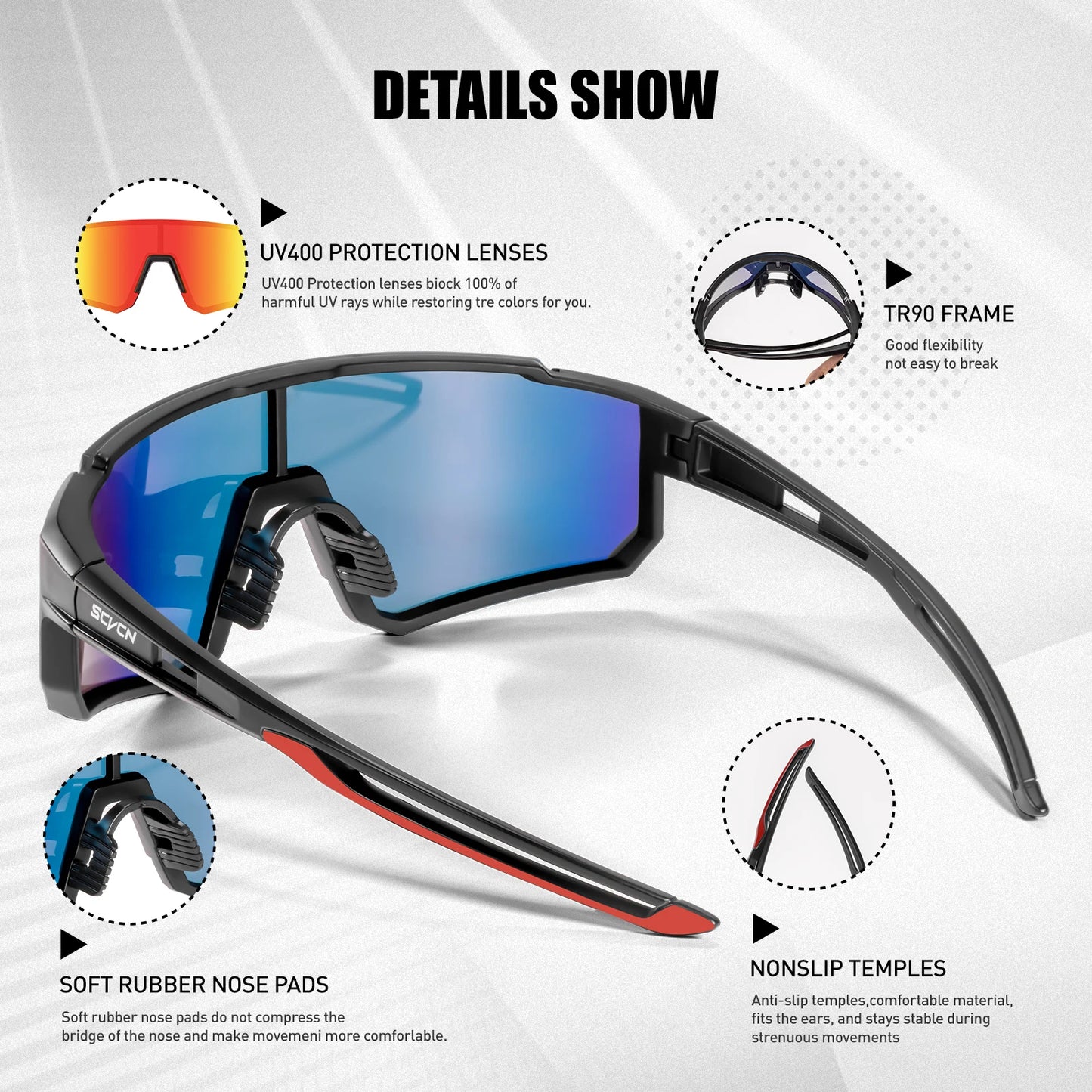 VelocityVision UV400 Eyewear - MountainEdge UV Eyewear || SCVCN New Outdoor Cycling Sunglasses Men Road Driving Bike Glasses  Sports Mountain Climbing Women Bicycle Cycling UV400 Goggles