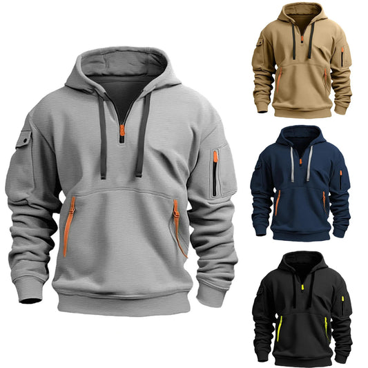 FlexComfort Multi-Pocket Fleece Hoodie ||New Multi Pocket Zipper Fleece Hooded Casual Shirt for Men and Women Plus Size Loose Pullover Fashion Sweatshirt top