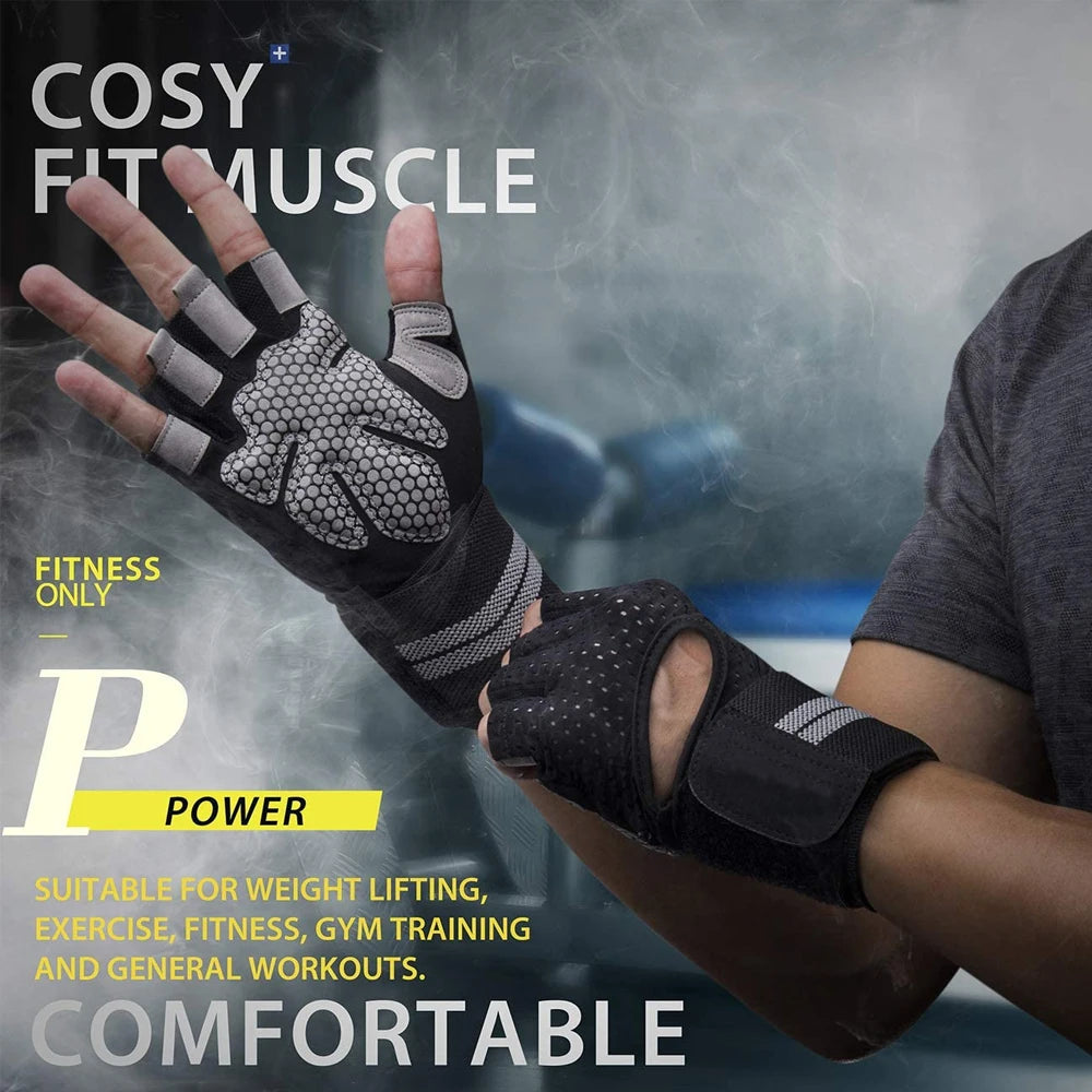 Ergonomic Gym Training Gloves | 1 Pair Dumbbell Gloves Men Women Weightlifting Crossfit Bodybuilding Workout Sport Gym Training Gloves Non-slip Wrist Protector