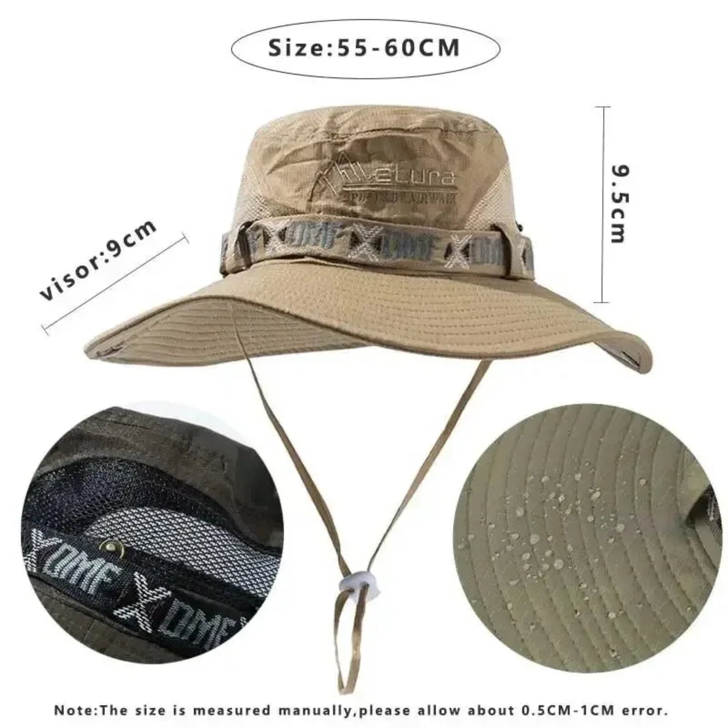  Men Bucket Hat Outdoor UV Protection Wide Brim Panama Safari Hunting Hiking Hat Mesh Fisherman Hat Beach Sunscreen Cap