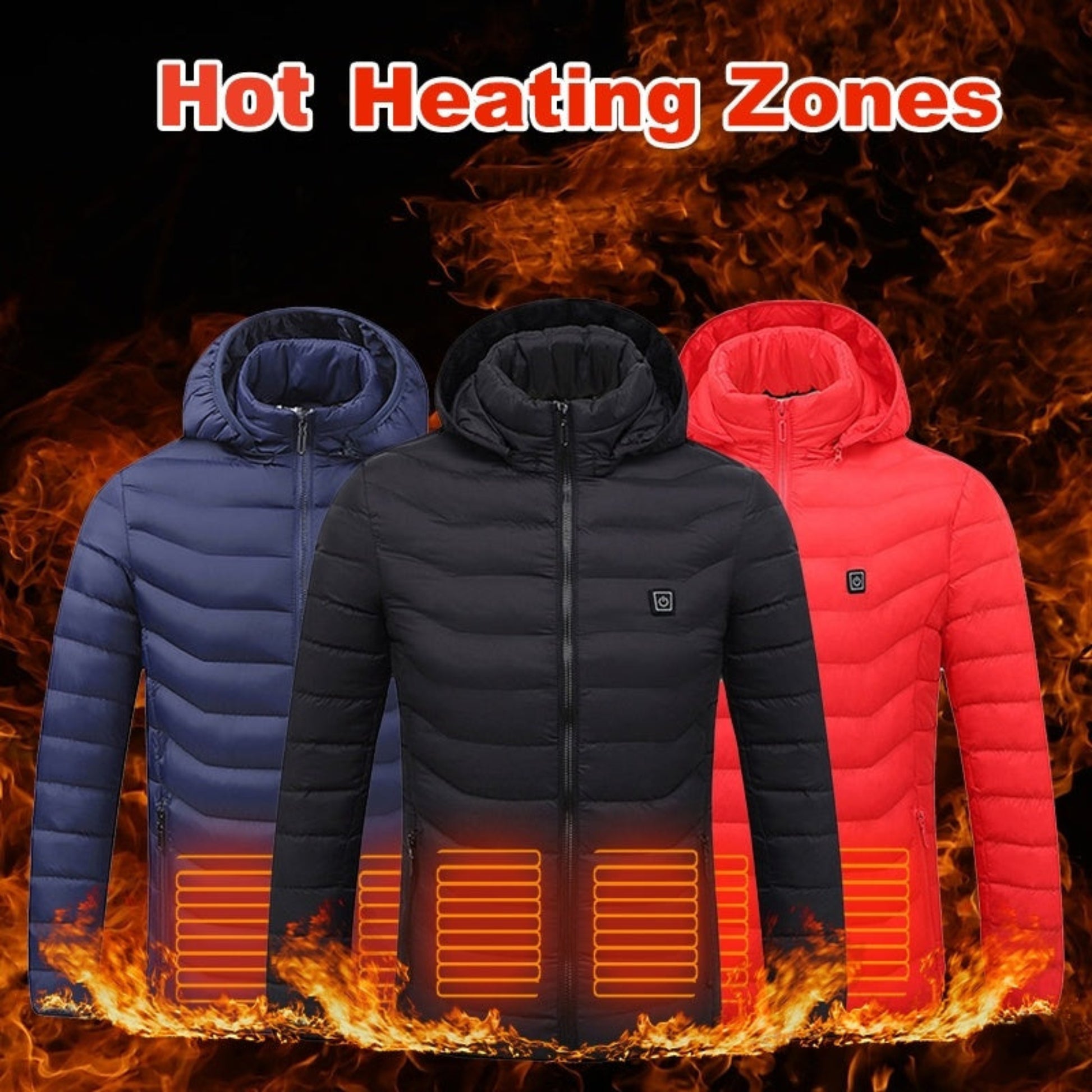 USB Heated Jacket – Electric Thermal Winter Coat with Removable Hood & 3-Level Heat Control
