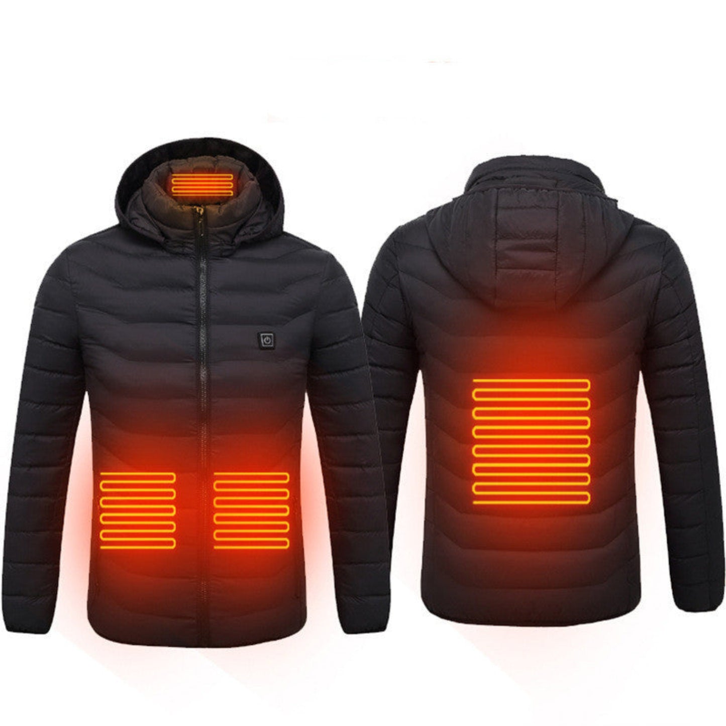 USB Heated Jacket – Electric Thermal Winter Coat with Removable Hood & 3-Level Heat Control