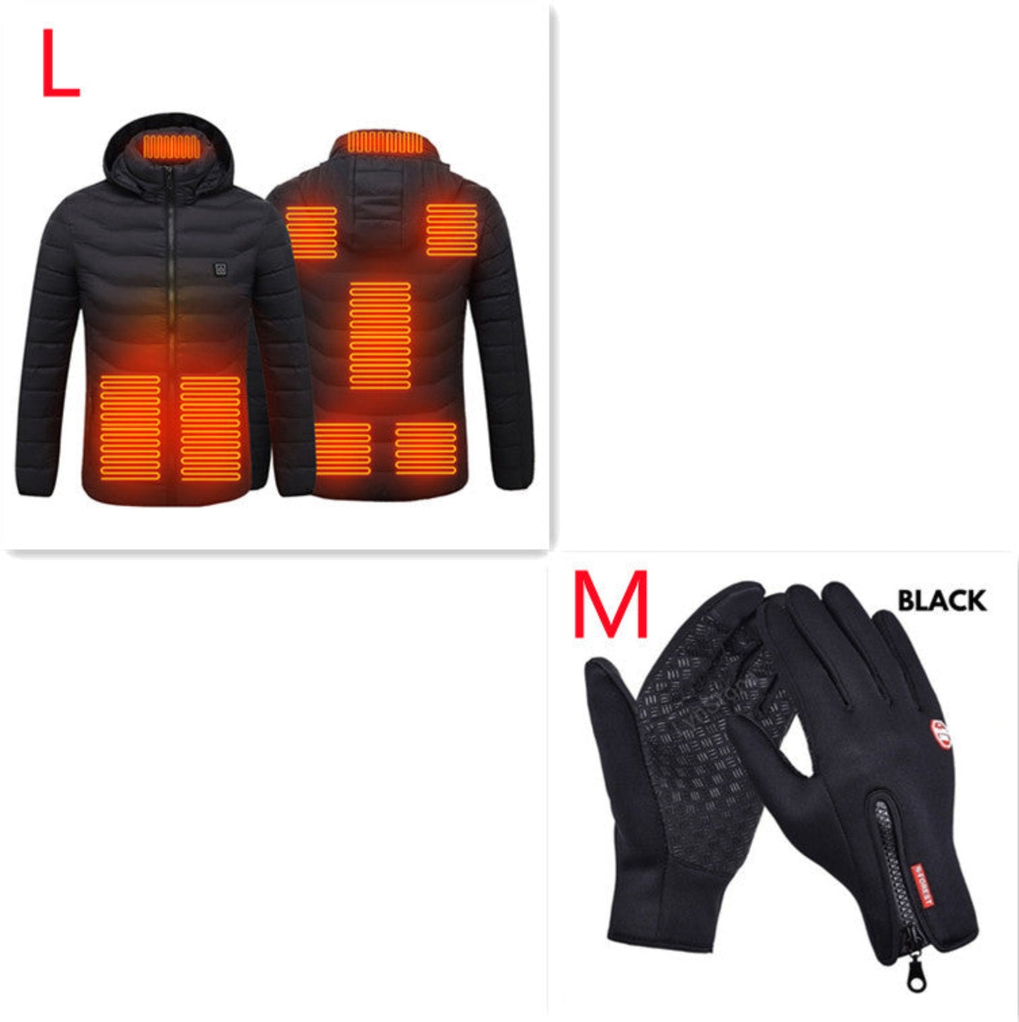 USB Heated Jacket – Electric Thermal Winter Coat with Removable Hood & 3-Level Heat Control