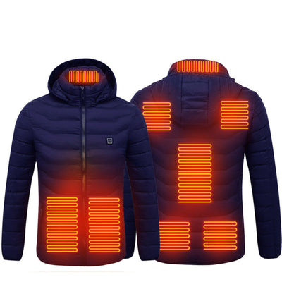 USB Heated Jacket – Electric Thermal Winter Coat with Removable Hood & 3-Level Heat Control