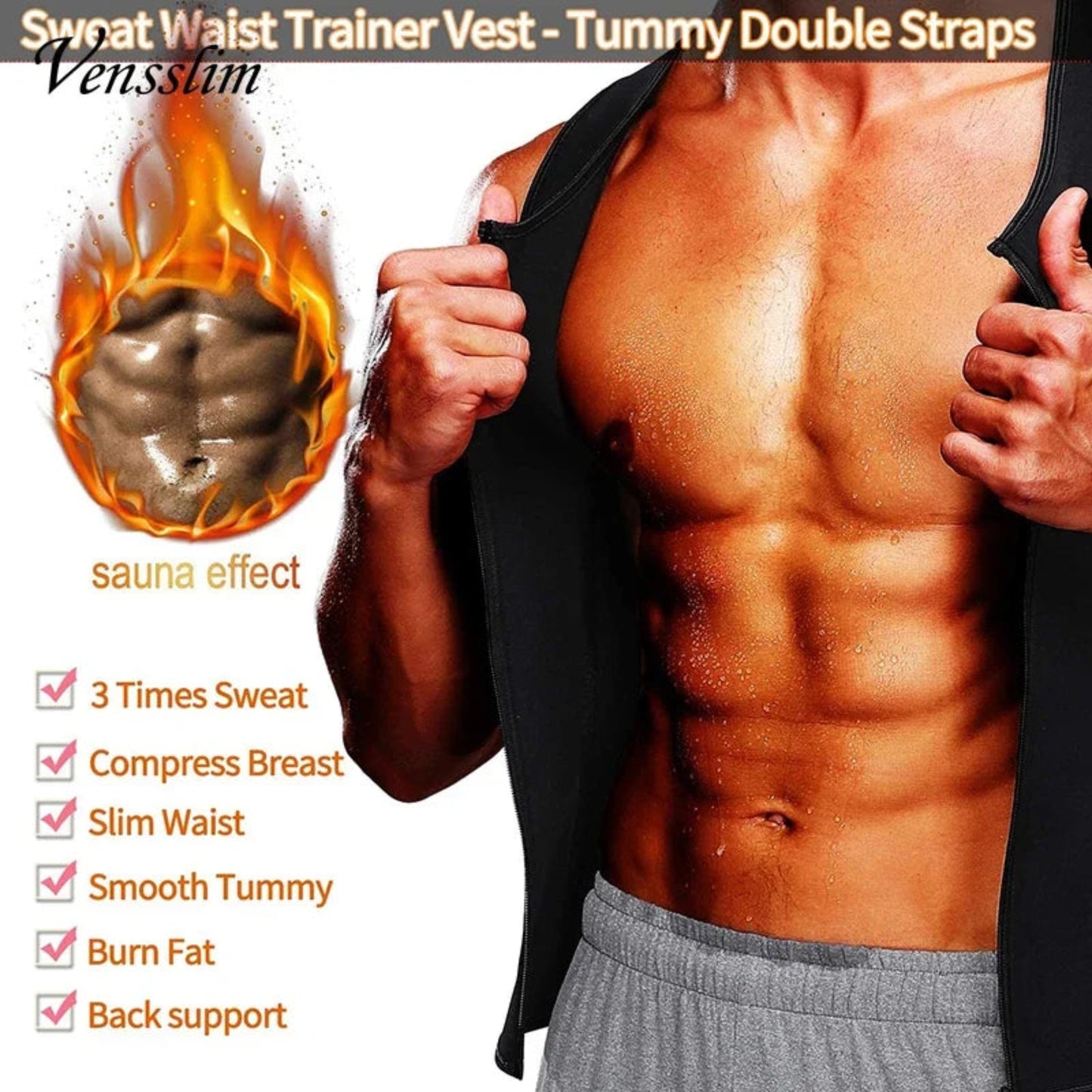Vensslim Men's Sauna Sweat Vest – Waist Trainer & Slimming Shapewear