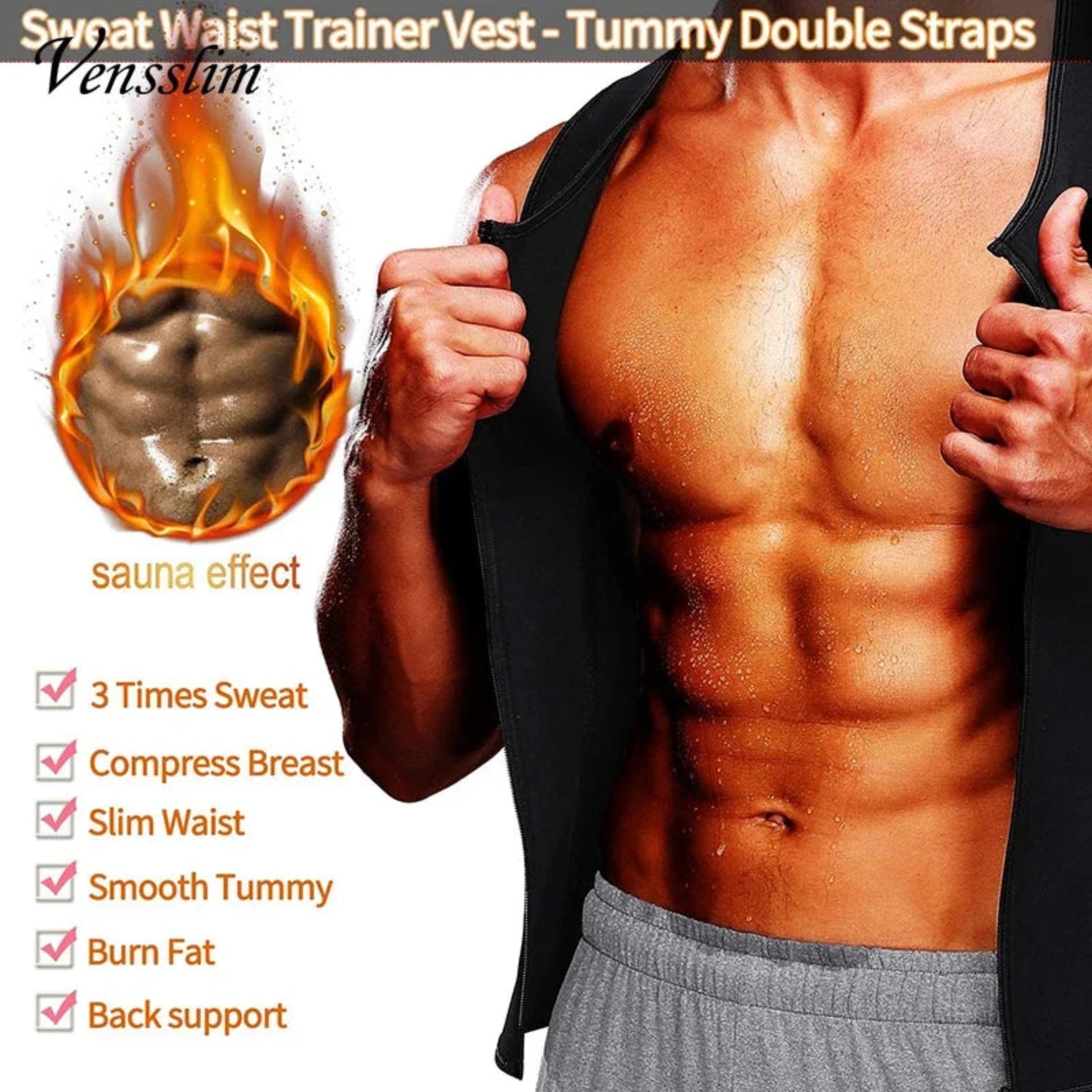 Vensslim Men's Sauna Sweat Vest – Waist Trainer & Slimming Shapewear