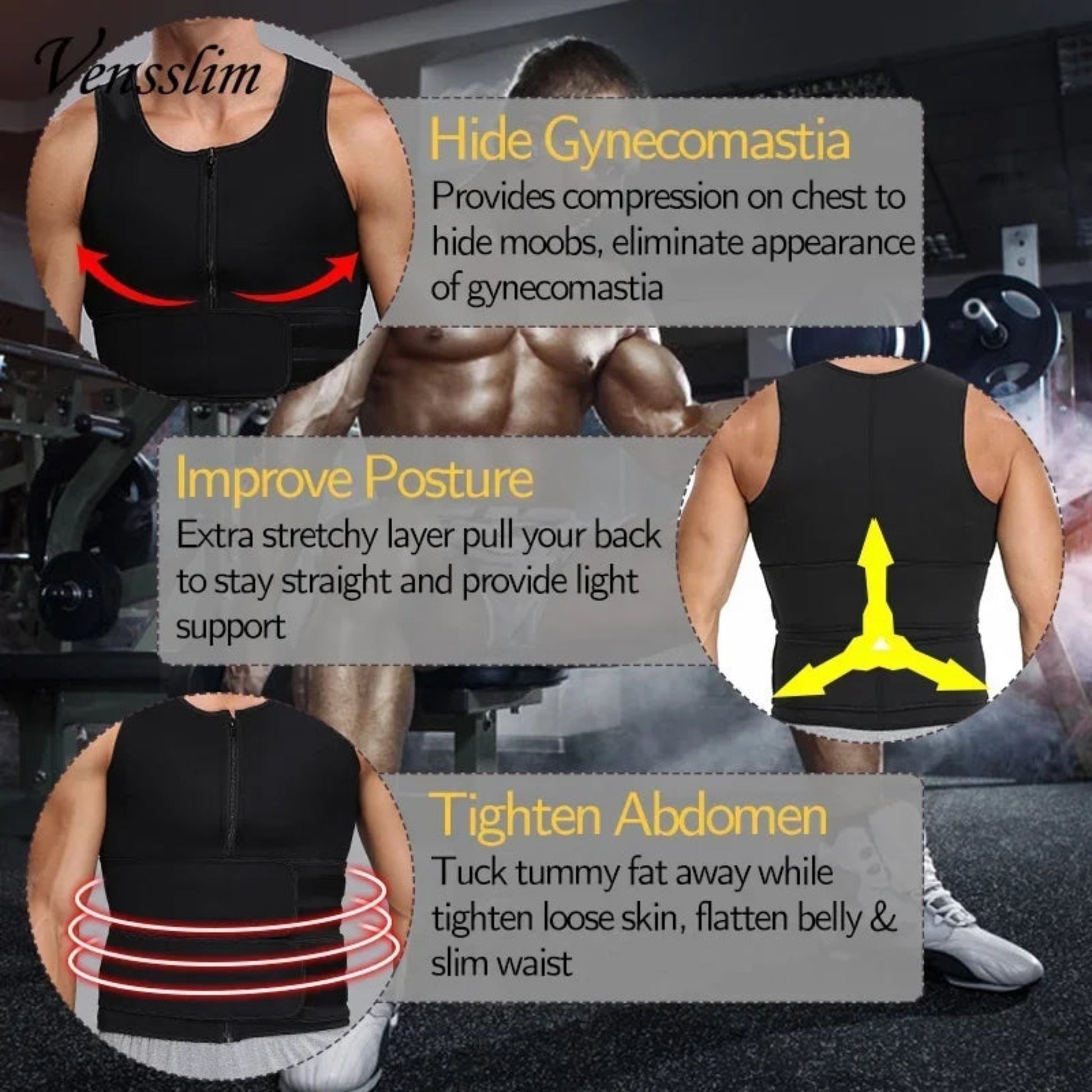 Vensslim Men's Sauna Sweat Vest – Waist Trainer & Slimming Shapewear