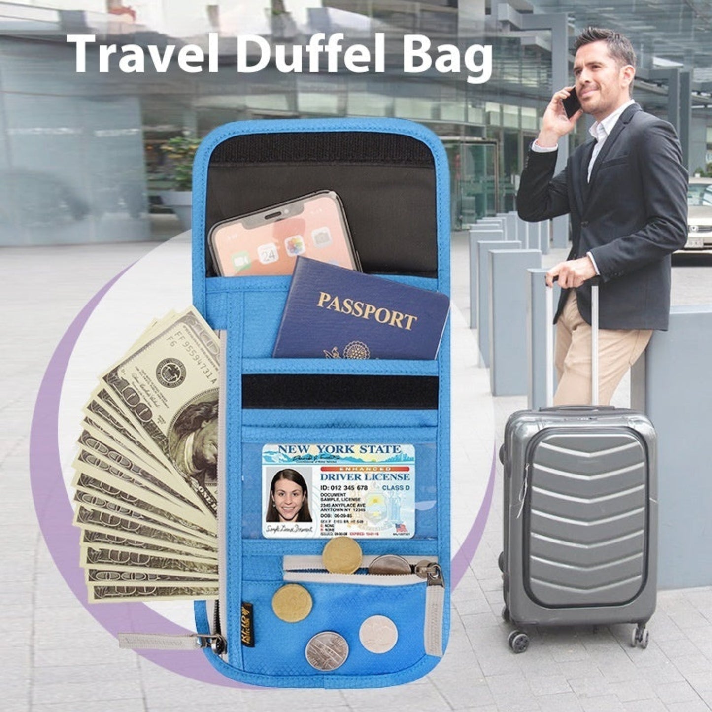 Waterproof Neck Passport Holder – Multi-Functional Travel Document Bag ✈️ - Travel Abroad Document Package Multi-functional Waterproof Neck Passport Holder