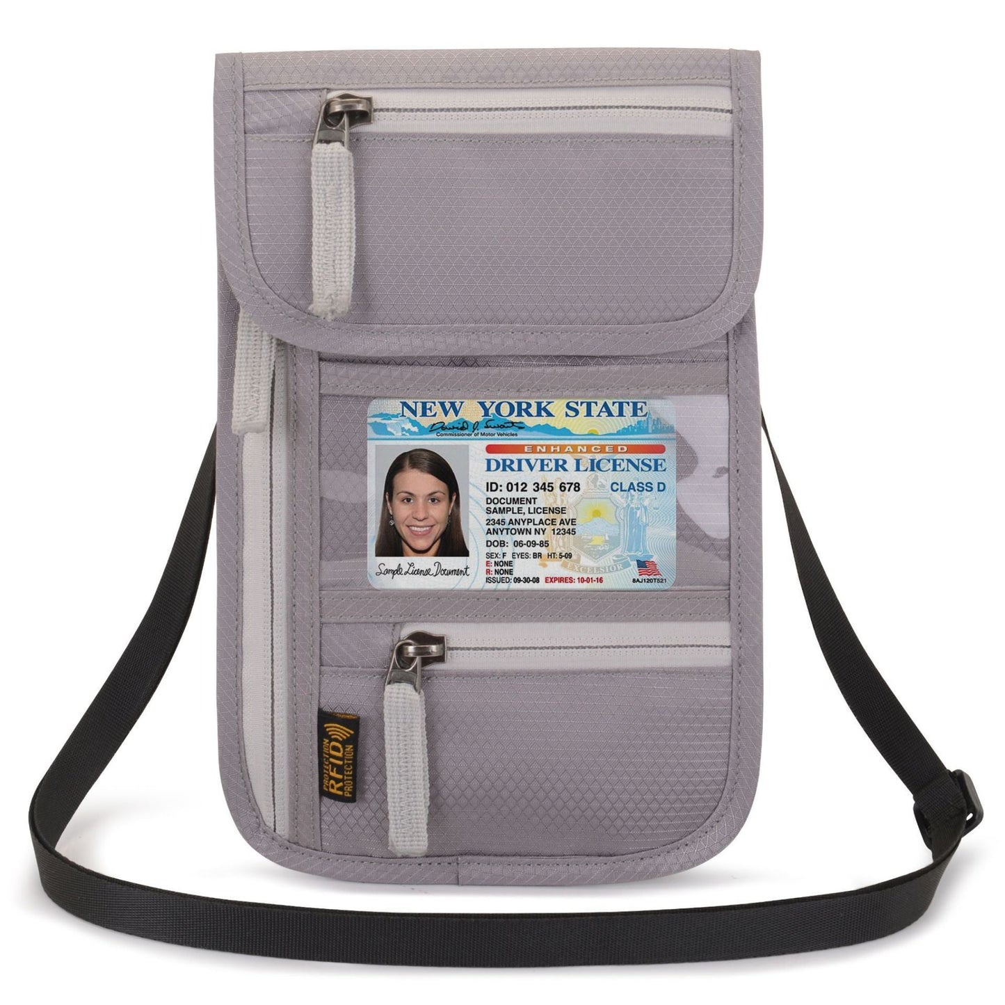 Waterproof Neck Passport Holder – Multi-Functional Travel Document Bag ✈️ - Travel Abroad Document Package Multi-functional Waterproof Neck Passport Holder gray