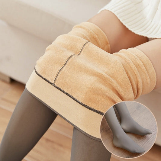 Winter Thermal High Waist Warm Tights for Women - Fake Translucent Plus Size Fleece-Lined Pantyhose -7mlemxo
