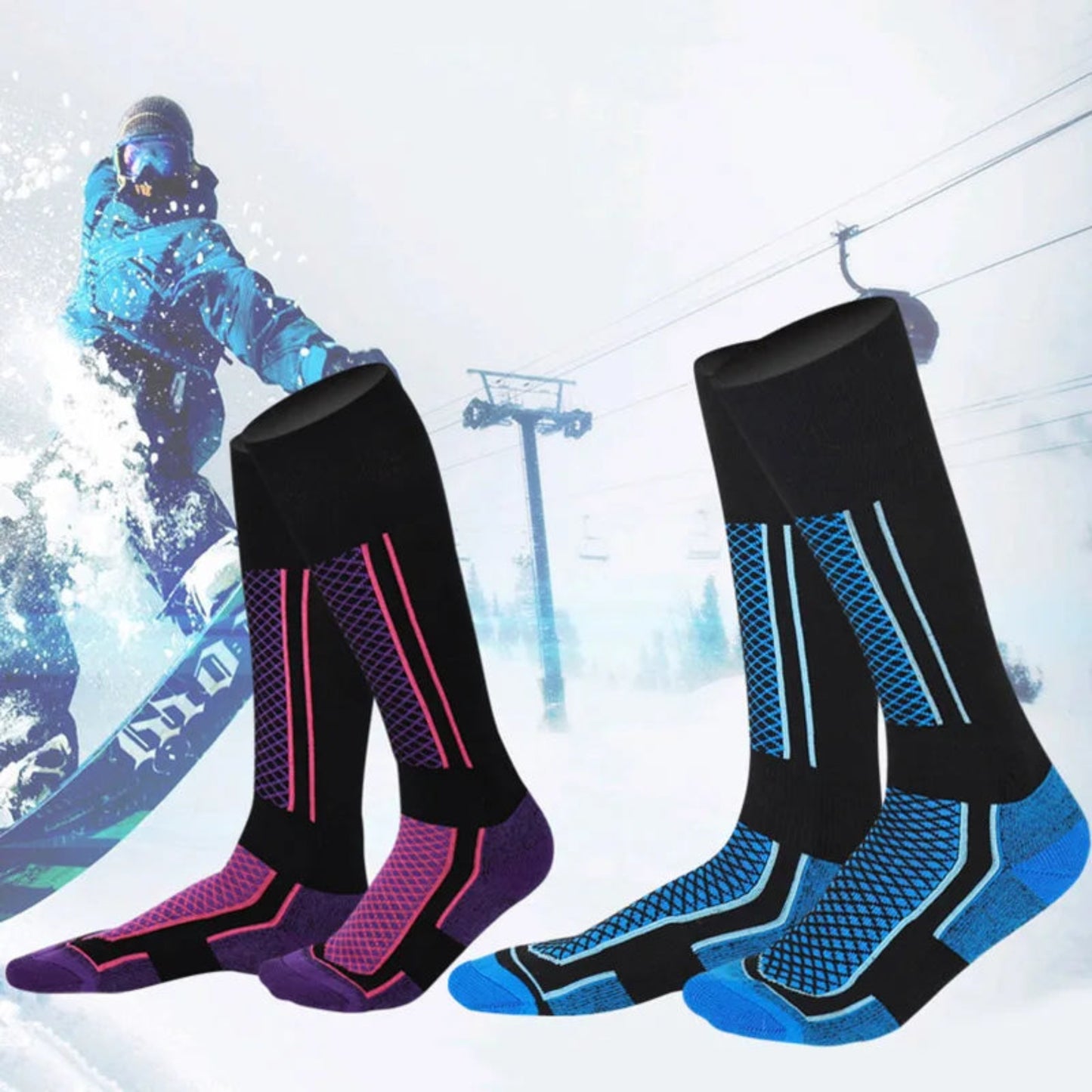 Winter Warm Ski & Hiking Socks - 1 Pair Winter Warm Thickeing Ski Stokings Hiking Soks For Women Men Children Anti-Cold Skiig Outdoor High Sports Stockis