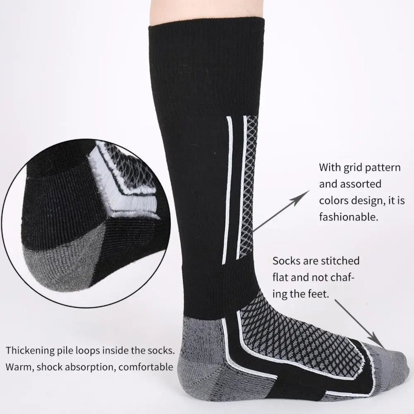 Winter Warm Ski & Hiking Socks - 1 Pair Winter Warm Thickeing Ski Stokings Hiking Soks For Women Men Children Anti-Cold Skiig Outdoor High Sports Stockis