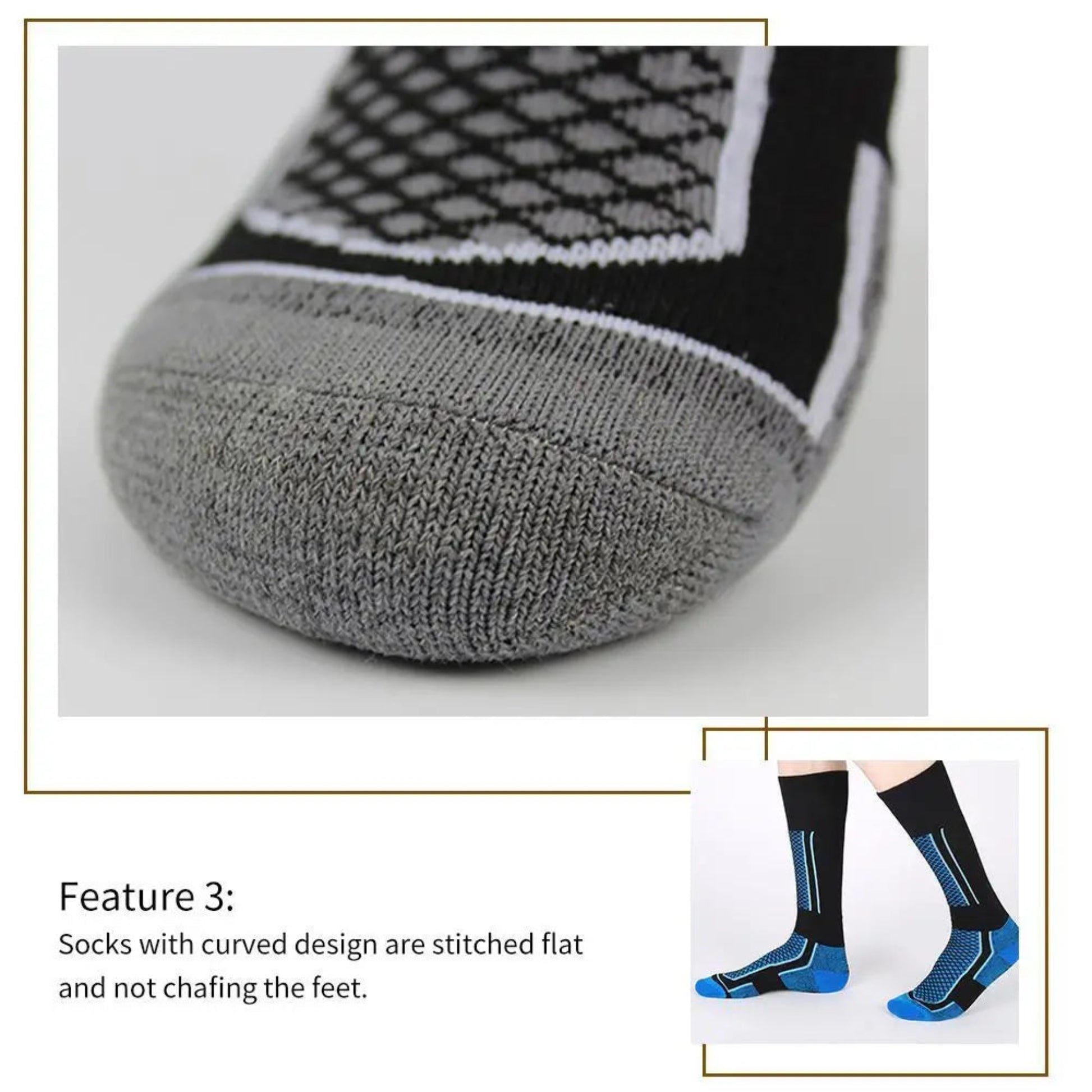 Winter Warm Ski & Hiking Socks - 1 Pair Winter Warm Thickeing Ski Stokings Hiking Soks For Women Men Children Anti-Cold Skiig Outdoor High Sports Stockis