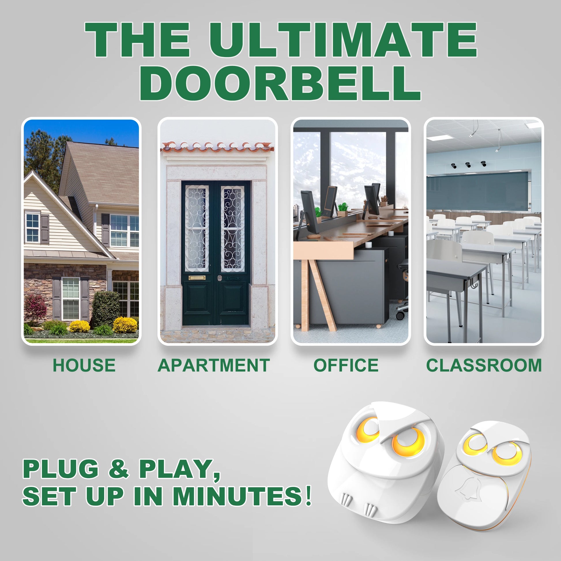 Wireless Doorbell Chime – 300m Long Range Waterproof Smart Door Bell for Home, Outdoor, Intelligent Alert System - 7mlemxo