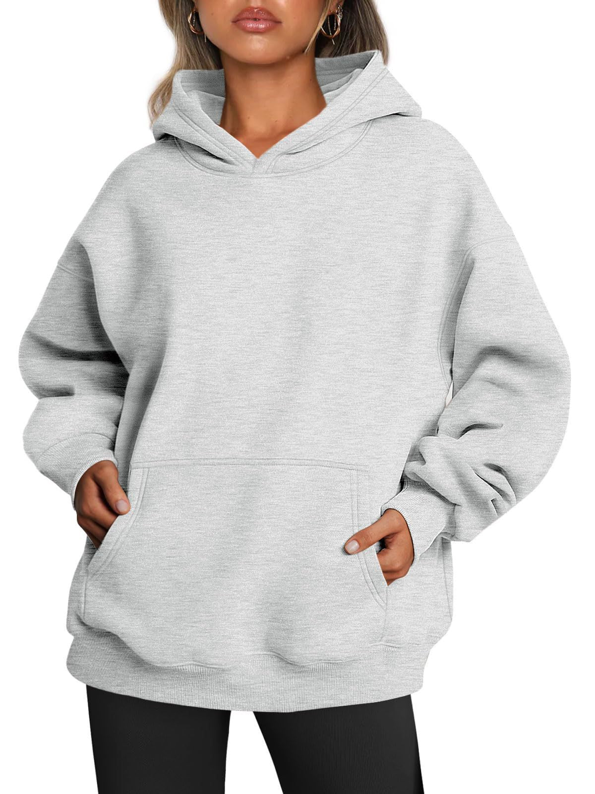 Women's Oversized Fleece Hoodie – Cozy Long Sleeve Pullover with Pocket