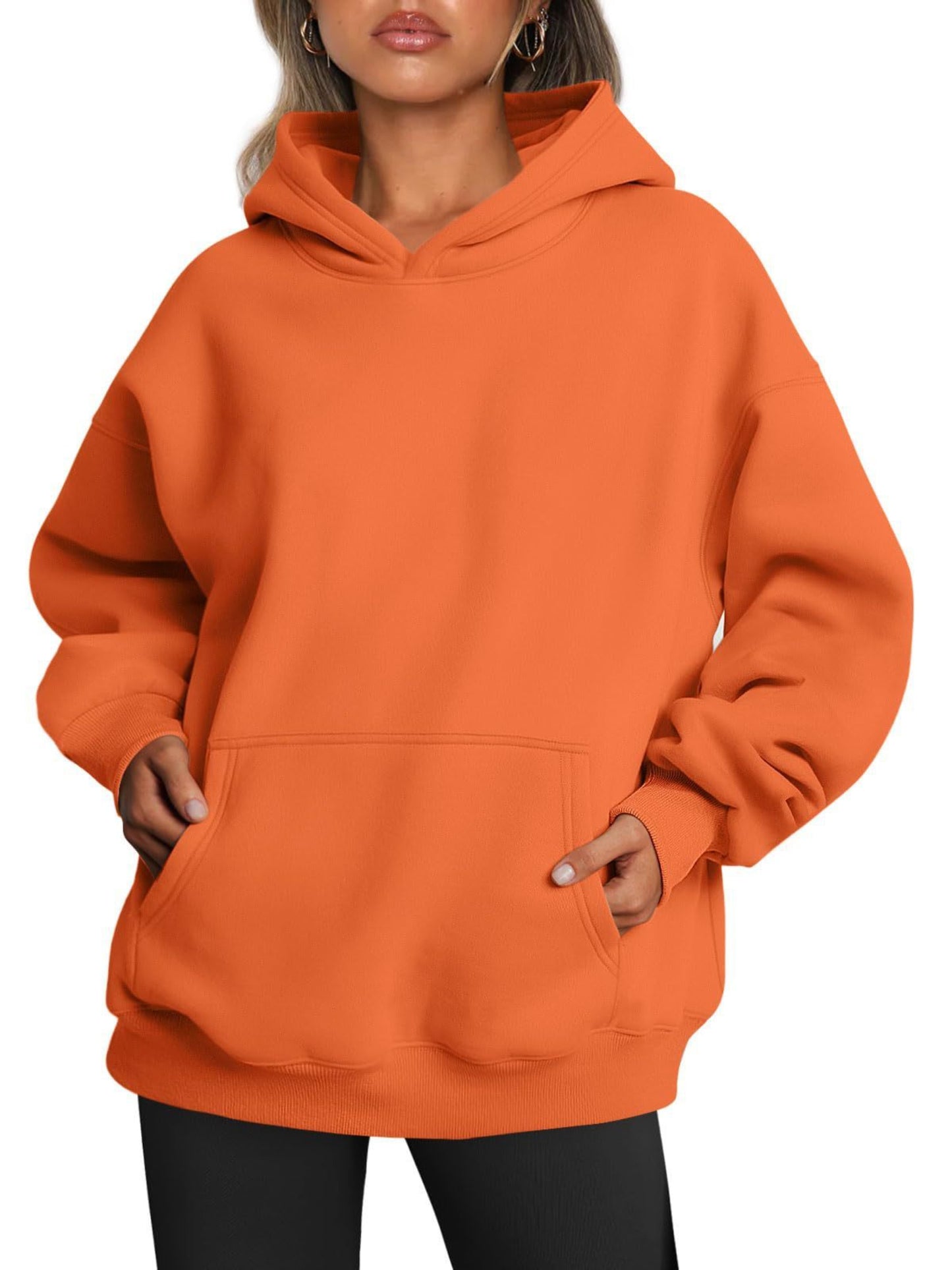 Women's Oversized Fleece Hoodie – Cozy Long Sleeve Pullover with Pocket