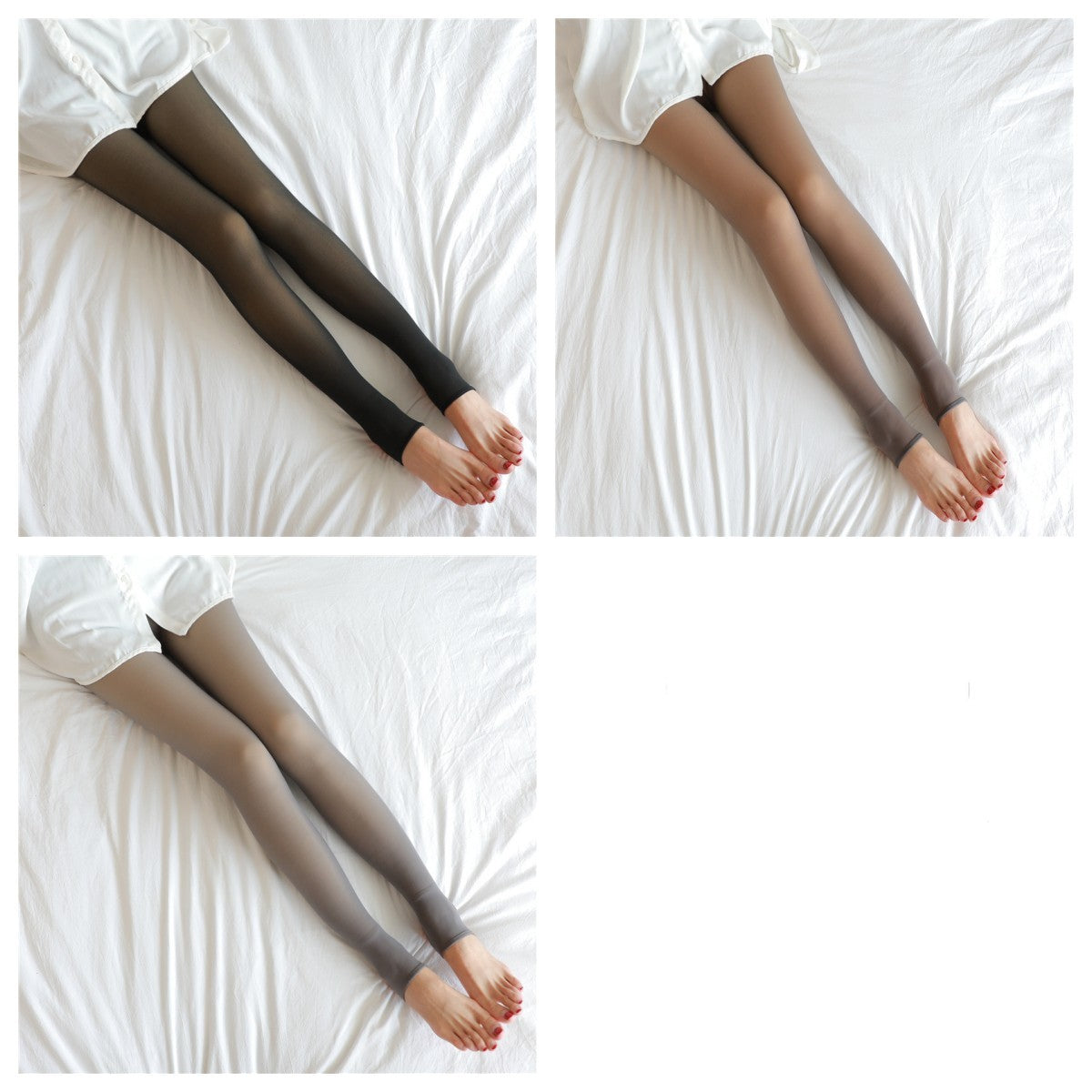 Winter Thermal High Waist Warm Tights for Women - Fake Translucent Plus Size Fleece-Lined Pantyhose
