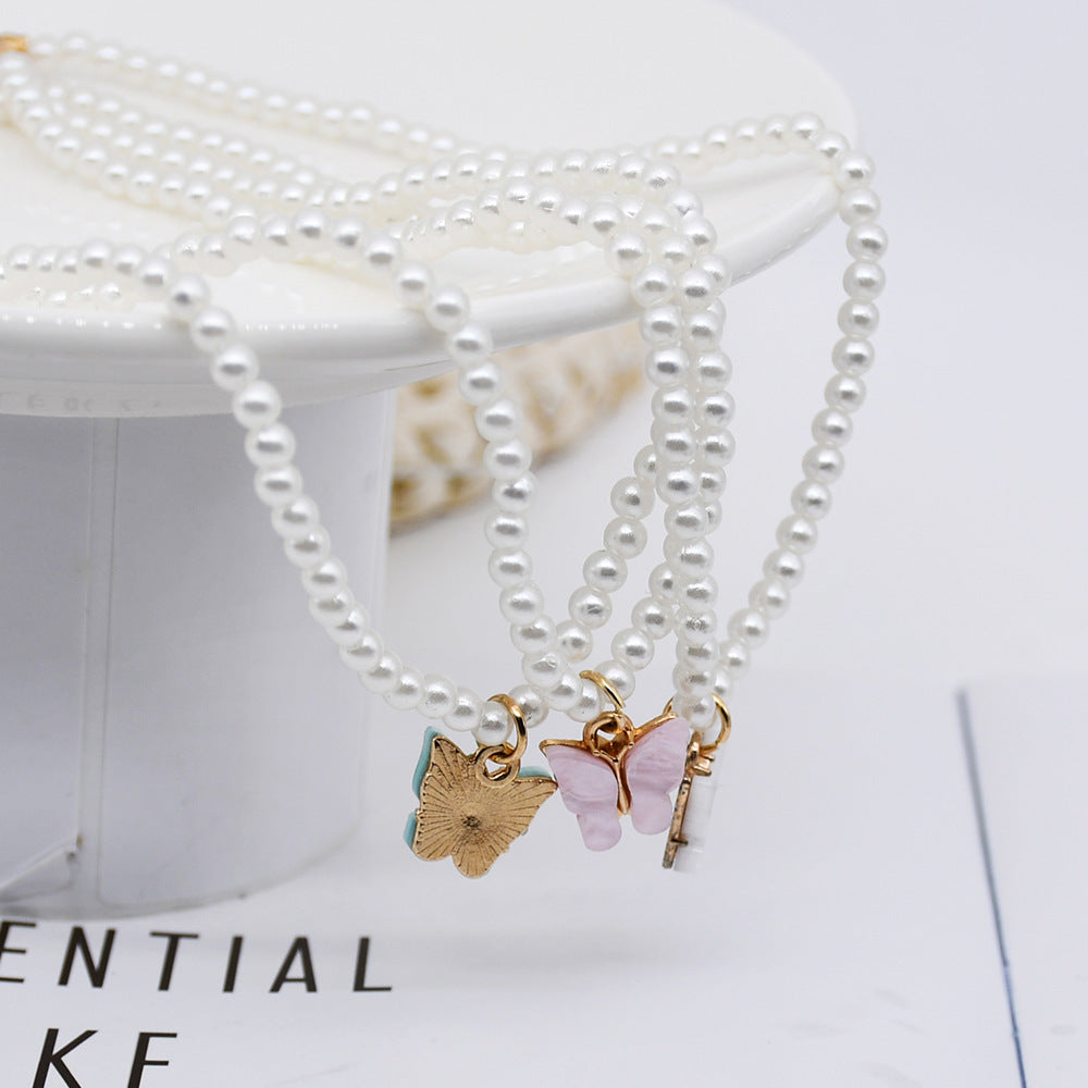 Ethereal Pearl Butterfly Choker – Timeless Charm || Elegant White Pearl Choker Necklace Small Round Pearl Wedding Butterfly Necklace For Women Charm Fashion Jewelry